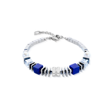 Bracelet Statement Cube Facets silver-blue