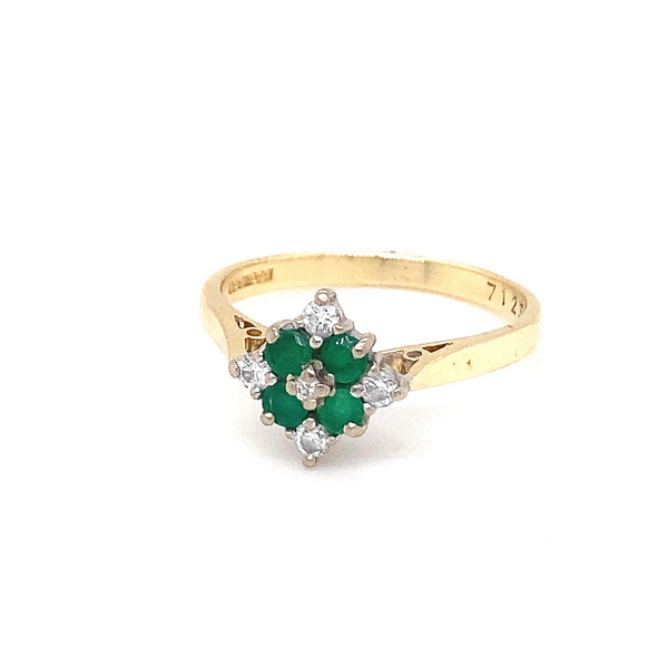18ct Gold Emerald & Diamond Cluster Ring