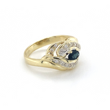 Sapphire& Diamond Crossover Dress Ring