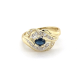 Sapphire& Diamond Crossover Dress Ring