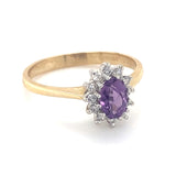 Pre-owned 9ct gold cluster ring set Amethyst & Diamonds