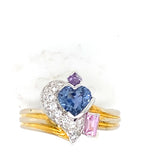 Pre-owned 18ct gold dress ring set with vari coloured Sapphires & Diamonds