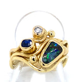 Pre-owned 18ct gold dress ring set with Opal, Sapphire & Diamond
