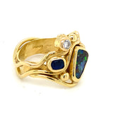 Pre-owned 18ct gold dress ring set with Opal, Sapphire & Diamond