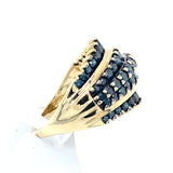 Pre-owned 9ct gold dress ring set 'blue' Diamonds