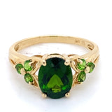 Pre-owned 9ct gold dress ring set with Chrome Diopside stones