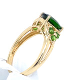 Pre-owned 9ct gold dress ring set with Chrome Diopside stones