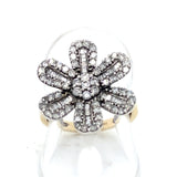 Pre-owned 9ct gold Diamond set floral dress ring