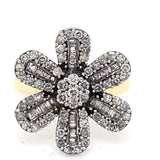 Pre-owned 9ct gold Diamond set floral dress ring
