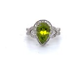 Pre-owned Peridot & Cubic Zirconia set dress ring
