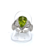 Pre-owned Peridot & Cubic Zirconia set dress ring