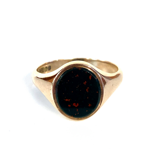 9ct Gold Bloodstone Oval Signet Ring