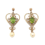 Peridot & Cultured Pearl Drop Earrings