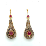 Pre-owned drop earrings Ruby & Diamond set