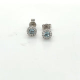 Pre-owned Aquamarine & Diamond cluster earrings