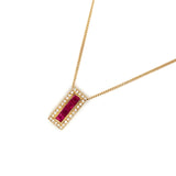 Ruby & Diamond Oblong Cluster Pendant
