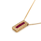 Ruby & Diamond Oblong Cluster Pendant