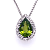 Pre-owned pendant Peridot & Diamond set