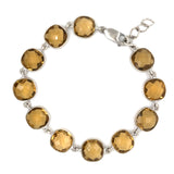 Pre-owned silver bracelet set with Smoky Quartz stones