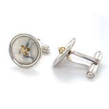 Tiffany & Co Silver & 18ct Gold Button Design Cufflinks