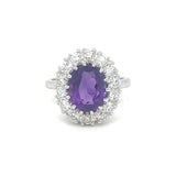 Amethyst & Diamond Cluster Dress Ring