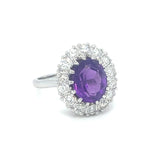 Amethyst & Diamond Cluster Dress Ring