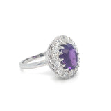 Amethyst & Diamond Cluster Dress Ring