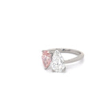 Platinum Ring with Lab Grown Pink and White Diamonds