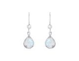 White Created Opal Pearshape Drop Earring - Silver