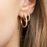 Ellera Medio Earrings - 18k Gold Plated, With White Zirconia