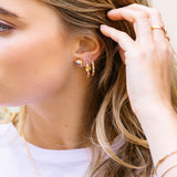 Ellera Grande Earrings - 18k Gold Plated, With Multi-Coloured Zirconia