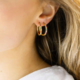 Ellera Grande Earrings - 18k Gold Plated, With Multi-Coloured Zirconia