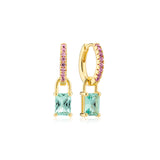Roccanova Earrings - 18k Gold Plated, With Pink & Turquoise Zirconia
