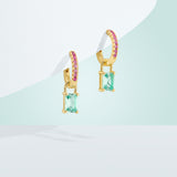 Roccanova Earrings - 18k Gold Plated, With Pink & Turquoise Zirconia