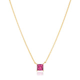Ellera Quadrato Necklace - 18k Gold Plated With Pink Zirconia