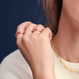 Ellisse Cinque Ring - 18k Gold Plated, With Multi-Coloured Zirconia