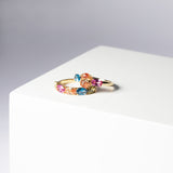 Ellisse Cinque Ring - 18k Gold Plated, With Multi-Coloured Zirconia