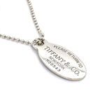 Silver 'Please Return To Tiffany' Pendant & Bead Link Neckchain