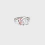 Platinum Ring with Lab Grown Pink and White Diamonds