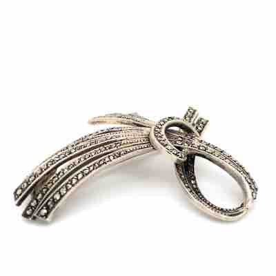 Pre-owned Silver Marcasite set brooch