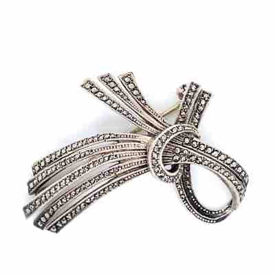Pre-owned Silver Marcasite set brooch