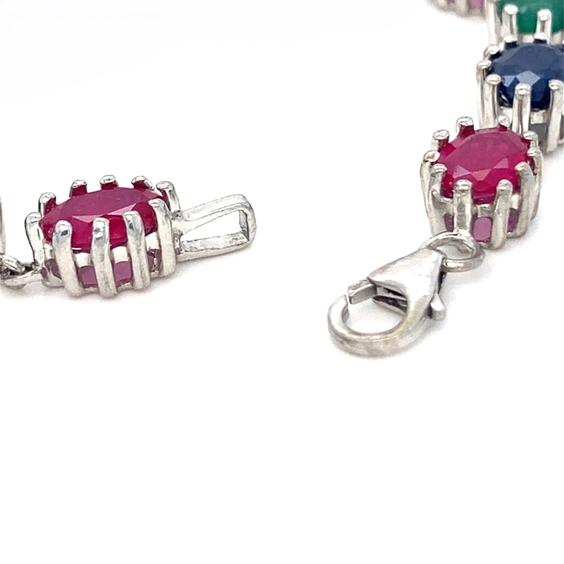 Emerald, Sapphire & Ruby Line Bracelet