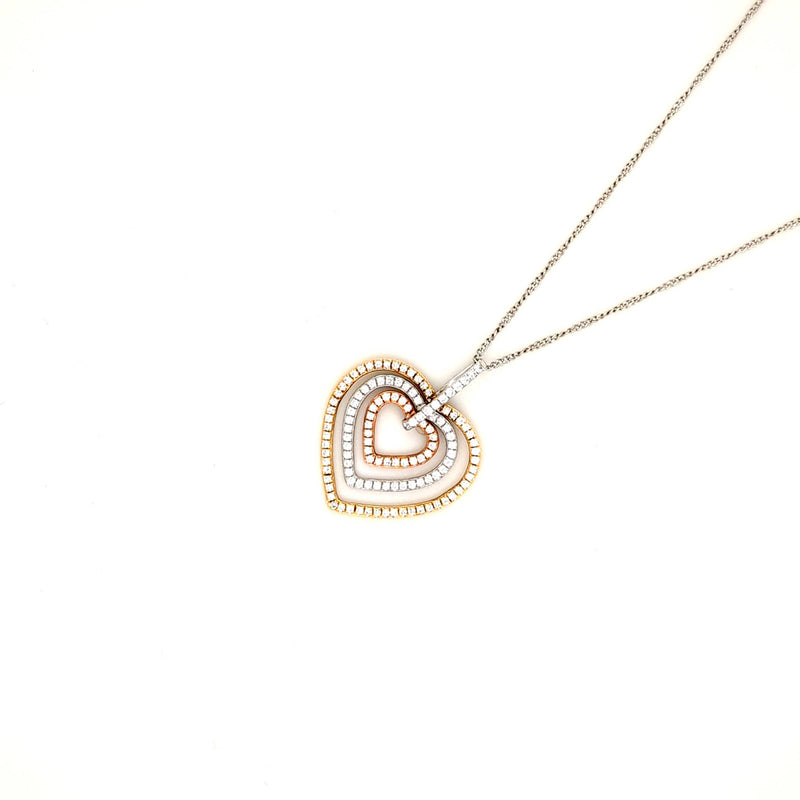 Gold and Diamond Three Heart Pendant