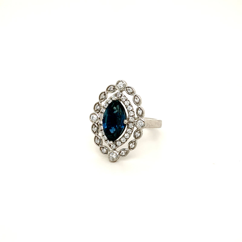 Marquise Sapphire and Diamond RIng