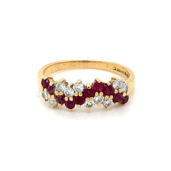 18ct gold dress ring set with Rubies & Diamonds