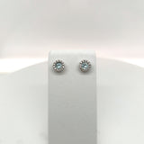 Pre-owned Aquamarine & Diamond cluster earrings
