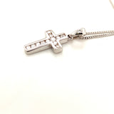 Pre-Owned 18ct White gold cross & chain set with diamons
