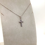 Pre-Owned 18ct White gold cross & chain set with diamons