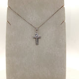 Pre-Owned 18ct White gold cross & chain set with diamons