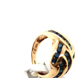 Pre-owned 9ct gold wave band ring set with Sapphires